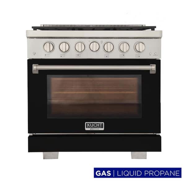 36 in. 5.2 cu. ft. 6-Burners Freestanding Propane Gas Range in Black with Convection Oven and True Simmer Burners