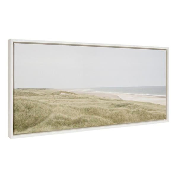 Kate and Laurel Sylvie Peaceful and Serene Coastal Landscape by the Creative Bunch Studio Framed Art Print 18 in. x 40 in.
