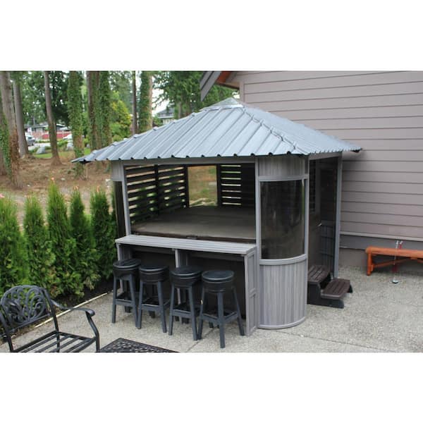 10 Ft. Zento Ultrawood Spa Gazebo With Bar And Stools Zen-G1010 - The Home  Depot