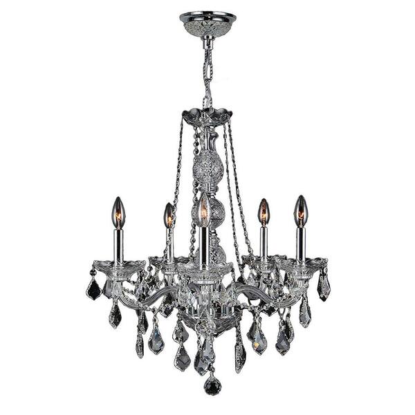 Worldwide Lighting Provence Collection 5-Light Polished Chrome and Clear Crystal Chandelier