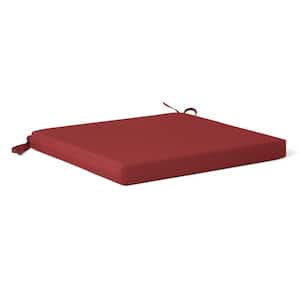 FadingFree Outdoor Dining Square Patio Chair Seat Cushions with Ties, Set of 4,19 in. x 17 in. x 2 in., Red