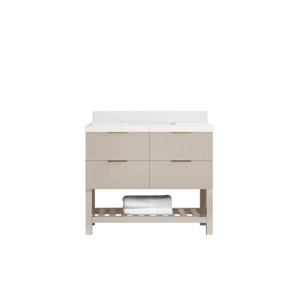 Catalina 42 in. Single Sink Freestanding Fine Grain Bath Vanity with White Qt. Top Unassembled price history on PriceWatchPro