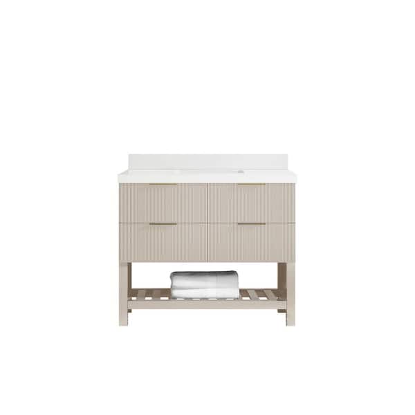 Willow Collections Catalina 42 in. Single Sink Freestanding Fine Grain Bath Vanity with White Qt. Top Unassembled
