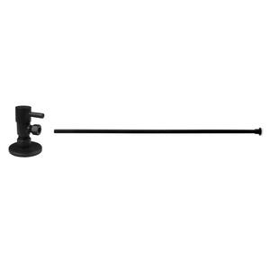 5/8 in. x 3/8 in. OD x 20 in. Flat Head Toilet Supply Line Kit with Round Handle 1/4-Turn Angle Stop, Matte Black