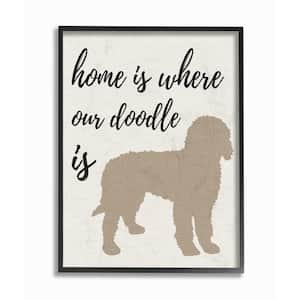 16 in. x 20 in. ''Home is Where Our Golden Doodle Is'' by Daphne Polselli Wood Framed Wall Art