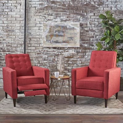 Mervynn Modern Red Polyester Club Chair Recliners (Set of 2)