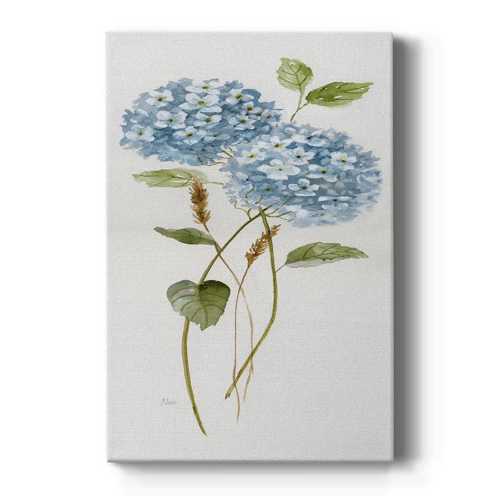 Hand-painted Blue Hydrangea and Forget Me Not Flower Botanical