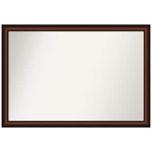 Cyprus Walnut Narrow 39 in. W x 27 in. H Non-Beveled Wood Bathroom Wall Mirror in Brown, Cherry