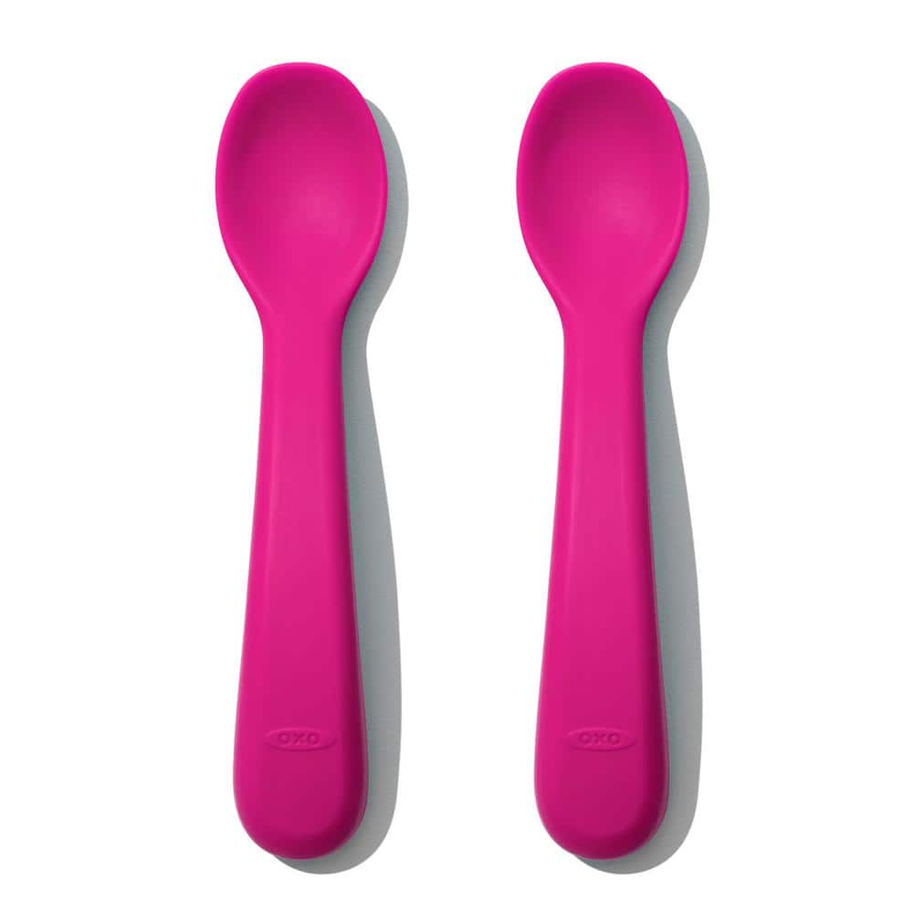 OXO Feeding Spoon Set with Soft Silicone - pink
