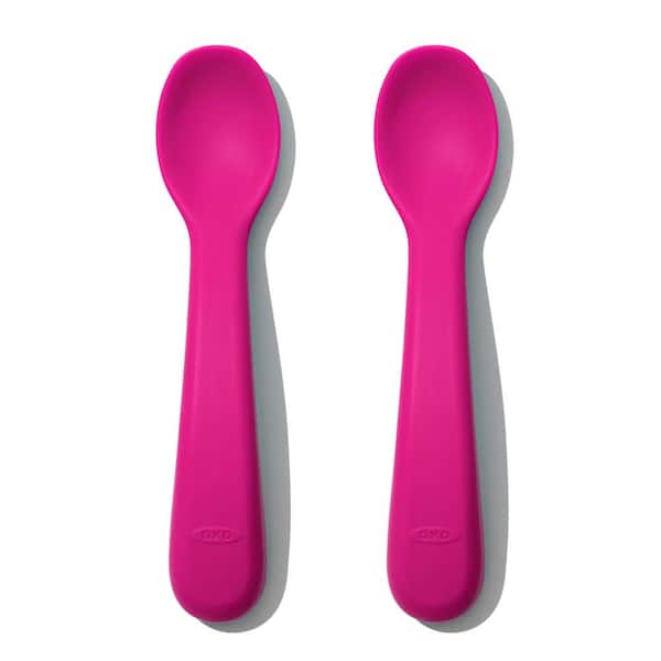 Children's Pink Silicone Spoon Set (Set of 2)