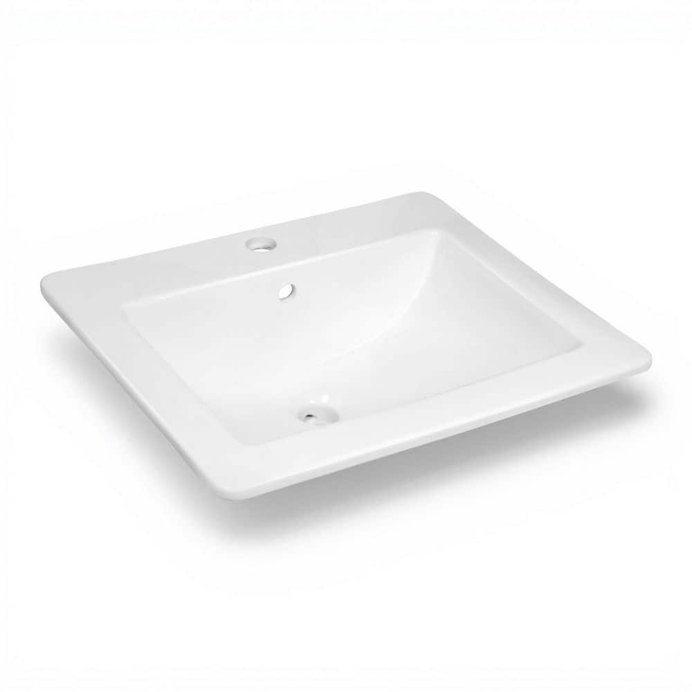 あっさー ANZZI Jack Series 21 in. Rectangular Ceramic Drop-In Bathroom Sink