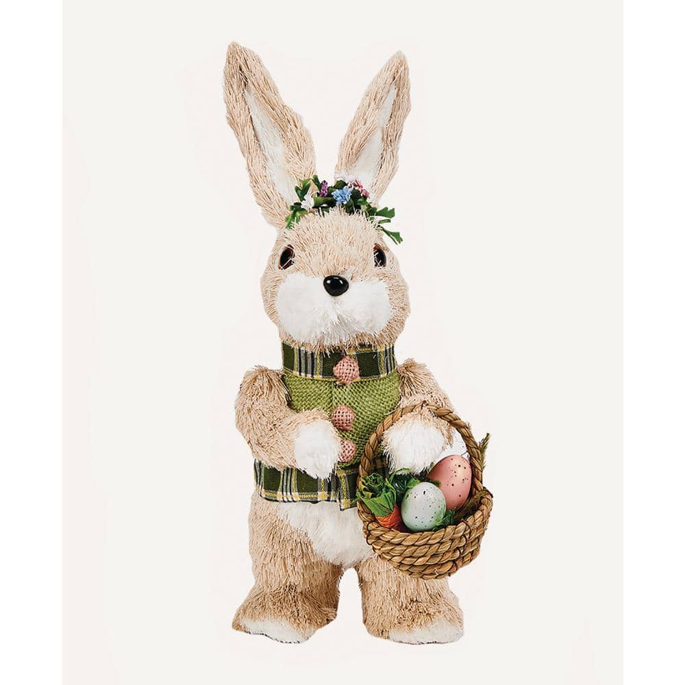 12 in. Standing Sisal Easter Bunny Holding a Basket