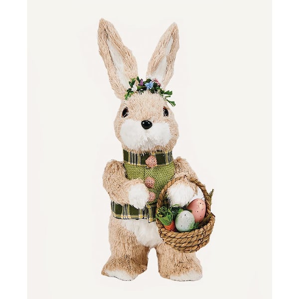 Unbranded 12 in. Standing Sisal Easter Bunny Holding a Basket