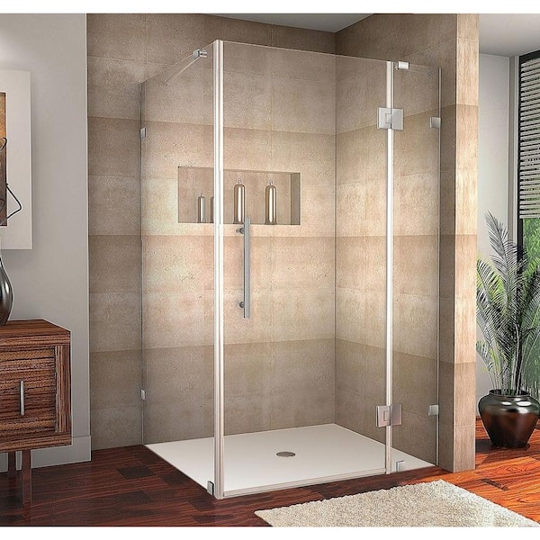 Aston Avalux 42 in. x 34 in. x 72 in. Completely Frameless Shower Enclosure in Stainless Steel