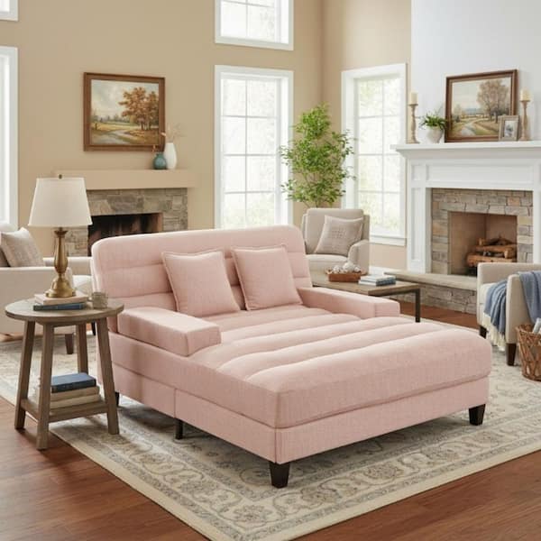 Homy Casa GDRA 57.1 in. Blush Pink Chenille Full Size Adjustable ...
