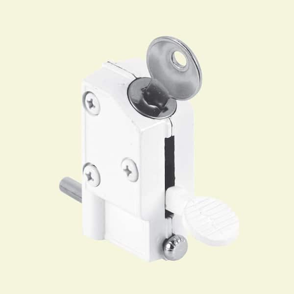 Prime-Line Diecast, White, Keyed Step-On, Sliding Patio Door Lock