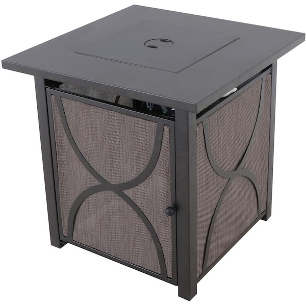 Hanover Palm Bay 40,000 BTU Tile-Top Gas Fire Pit Table with Burner Cover and Fire Glass