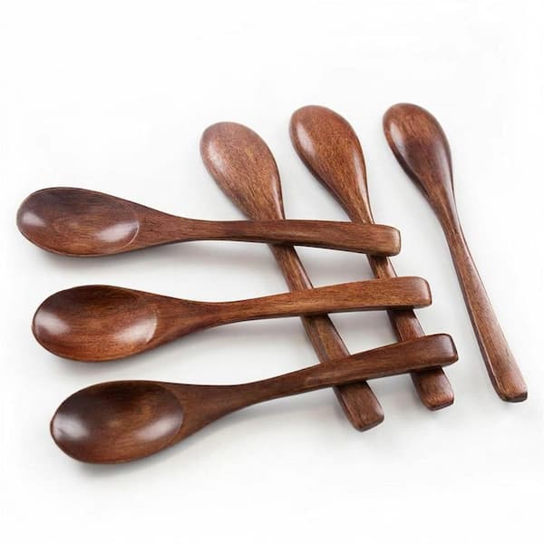 Natural Finish 6-PiecesSmall Wooden Spoons for Eating Tea Coffee Stirring Honey Jam Bath Salts Kitchen Accessory