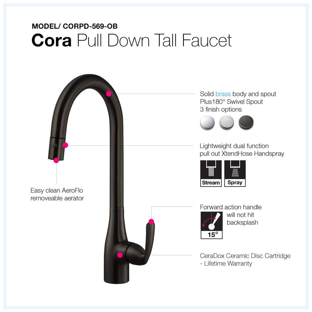 Oil Rubbed Bronze Pull Down Kitchen Faucet with Ceramic Disc Valve