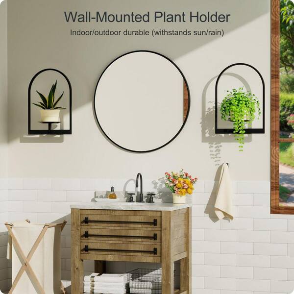 timber crew STAMP PLANTER 黒檀 MOEPISY 3 Pack 1-Tier Black Metal Wall Plant Stand (11.8 in. H W x