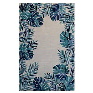 Kai Ivory/Blue 3 ft. x 5 ft. Tropical and Transitional Hand-Tufted Wool Area Rug