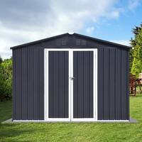 Boosicavelly 10 ft. W x 12 ft. D Dark Gray Metal Shed with Double Door and Vents (120 sq. ft.) BOSTSTG12DG