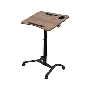 28 in. Height Adjustable Portable Desk in Wood with Wheels