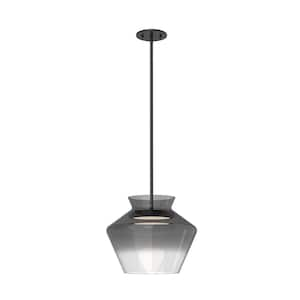 Trinity 13 in. 1 Light 21-Watt Black/Smoked Integrated LED Pendant Light