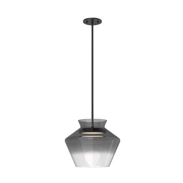 KUZCO Trinity 13 in. 1 Light 21-Watt Black/Smoked Integrated LED Pendant Light