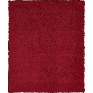 Solid Shag Cherry Red 8 ft. x 10 ft. Area Rug