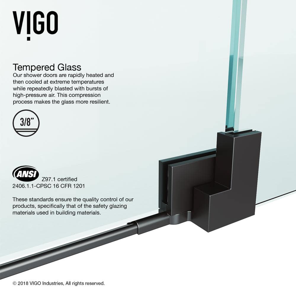 Matte Black Frameless Pivot Shower Door with Clear Glass