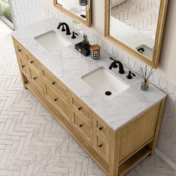 Breckenridge 72.0 in. W x 23.5 in. D x 34.2 in. H Bathroom Vanity in Light Natural Oak with Solid Surface Top
