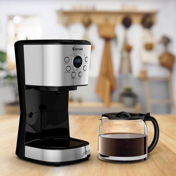Costway 12-Cup Silver Drip Coffee Maker 