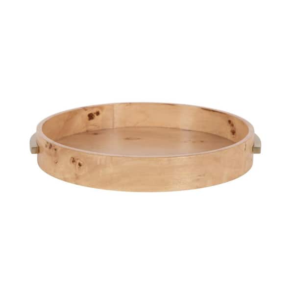 Kate and Laurel Burlock Natural Brown Round Wooden Decorative Tray