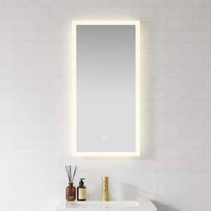 Beijing 18 in. W x 40 in. H Rectangular Acrylic Frameless LED Wall Bathroom Vanity Mirror in White