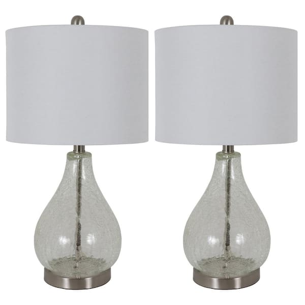 Decor Therapy Mp1096 Led Clear Teardrop Table Lamp Set Of 2, Glass Lamp Shades For Desk Lamps