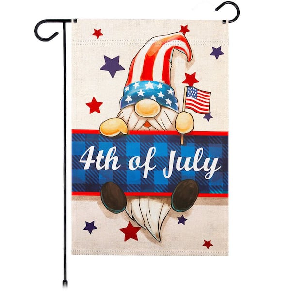 G128 1 ft. x 1.5 ft. 4th of July Gnome 2-Sided Garden Flag Printed Blockout