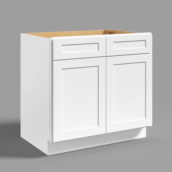 36 in. W. x 24 in. D x 34.5 in. H in Shaker Grey Plywood Ready to Assemble Sink Base Cabinets with Shelf