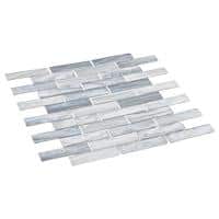 Dorian Eggshell Light Gray and Blue Glass Brick Mosaic Tile