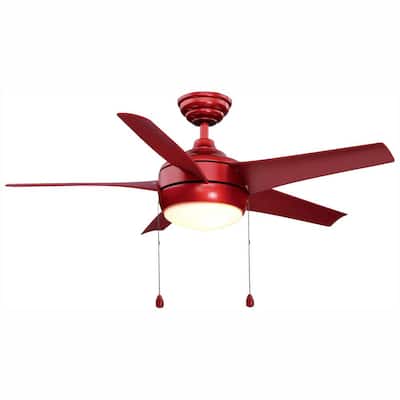 Windward 44 in. LED Red Ceiling Fan with Light Kit