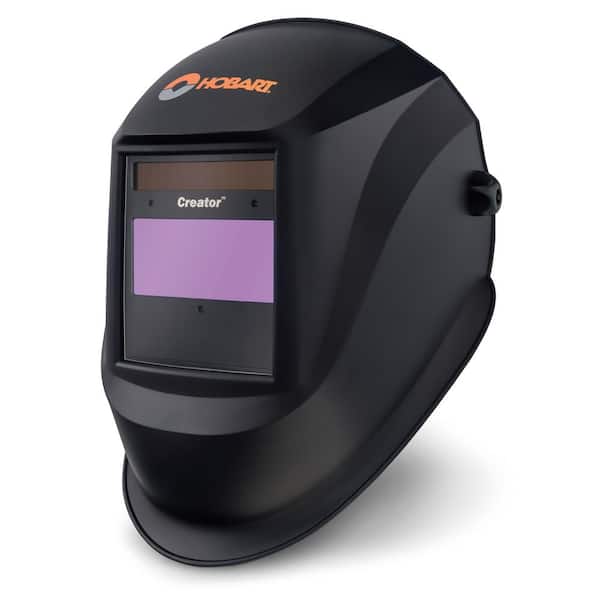HOBART Creator Auto Darkening Welding Helmet 9-13 Variable Shade, 3.82 x 1.85 Lens, 1/25,000 Speed with Grind Mode. Black Hood