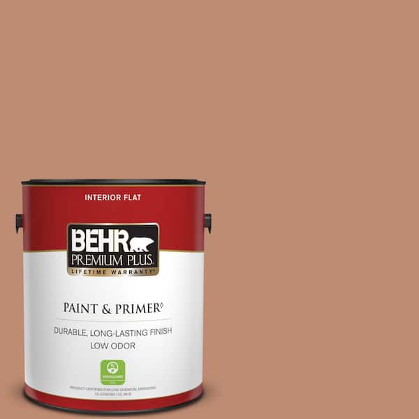 BEHR PREMIUM PLUS 1 gal. #230F-5 Suntan Glow Flat Low Odor Interior Paint & Primer