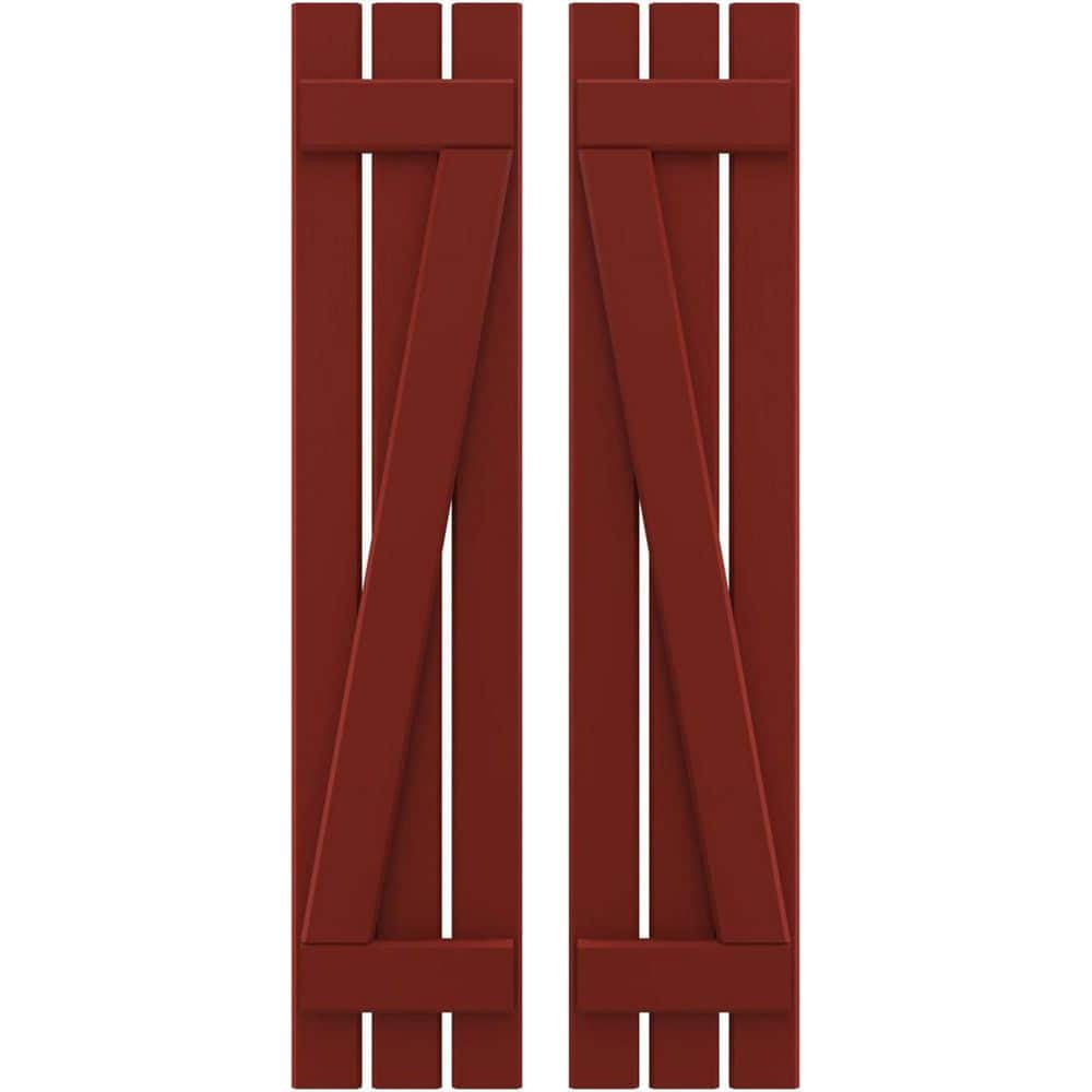 11-1/2 in. W x 67 in. H Americraft 3 Board Exterior Real Wood Spaced Board and Batten Shutters with Z-Bar Pepper Red price history on PriceWatchPro
