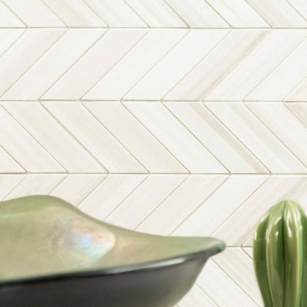 Bianco 12" x 15" Matte Porcelain Chevron Mosaic Tile