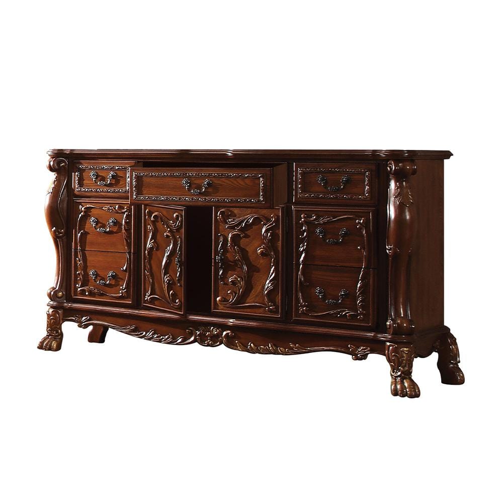 Cherry Oak 7-Drawer Dresser with Felt-Lined Drawers