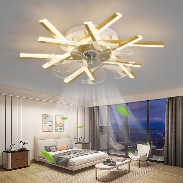 FIRHOT 24.4 in. Integrated LED Indoor Gold Ultra Quiet Adjustable Color  Temperature Ceiling Fan with Light and Remote Control AW-F030P6-G-L - The  Home Depot