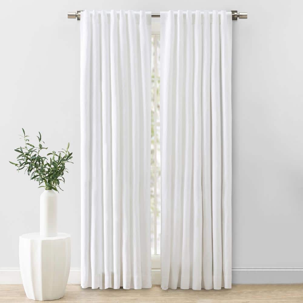 Herringbone White Solid 48 in. W x 84 in. Room Darkening Single Panel Rod Pocket Curtain price history on PriceWatchPro