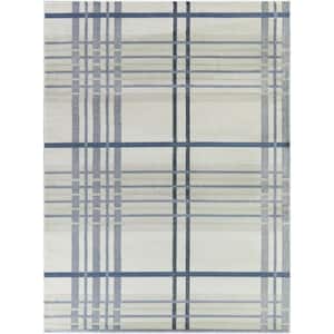 Hannes Blue 5 ft. 3 in. x 7 ft. Plaid Area Rug