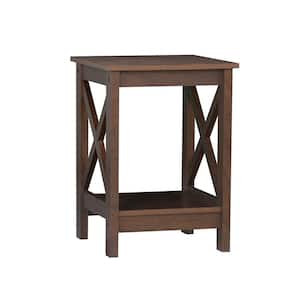 Lambert 15.7 in. Rosewood Grain Square Wood End Table with Shelf