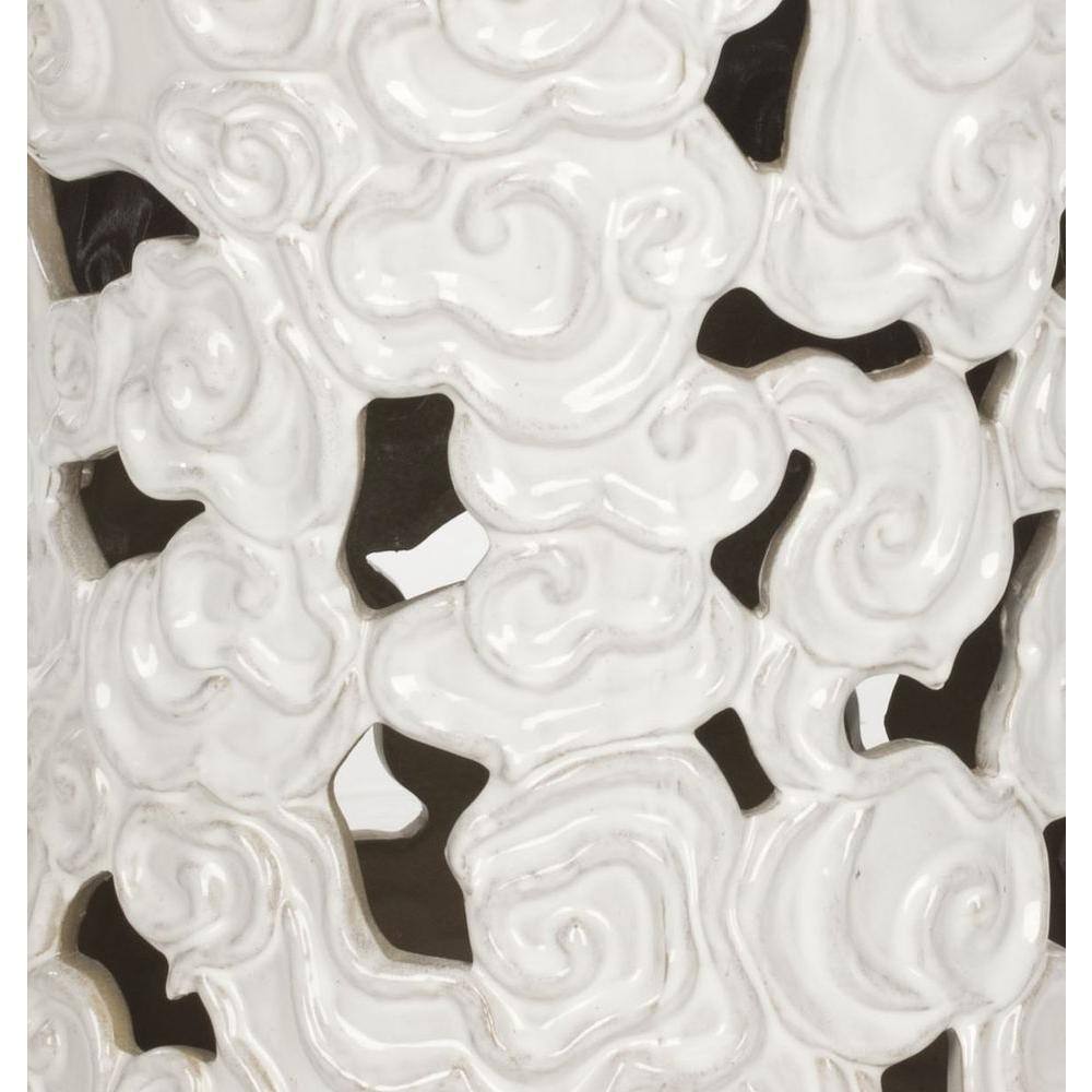 White Ceramic Cloud Design Garden Stool